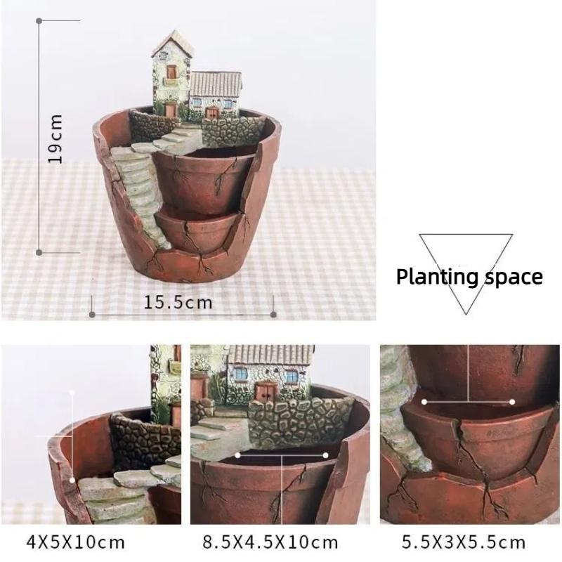 NooLim Resin Succulent Flower Pot – Mini Bonsai Planter for Garden & Home Decoration