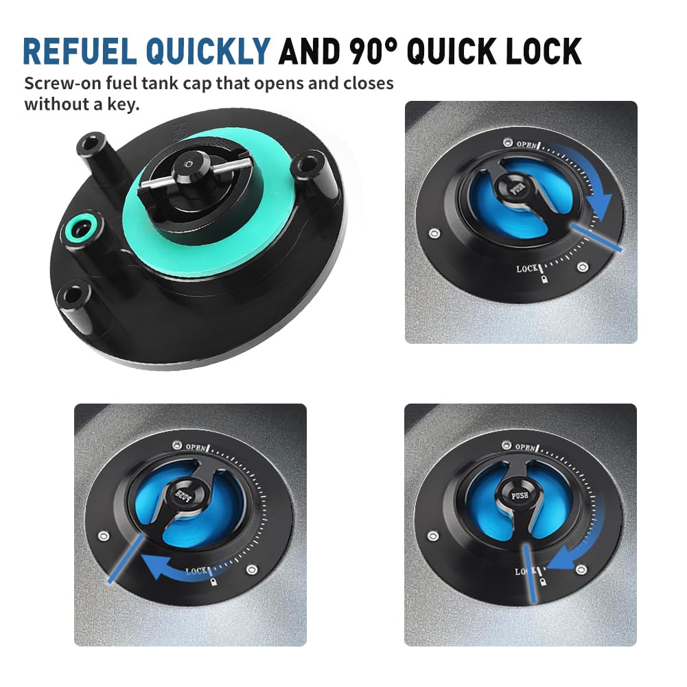 GZYF Motorcycle Keyless Fuel Tank Cap Tank Cover Tank Lock Durable Aluminum Custom Dress