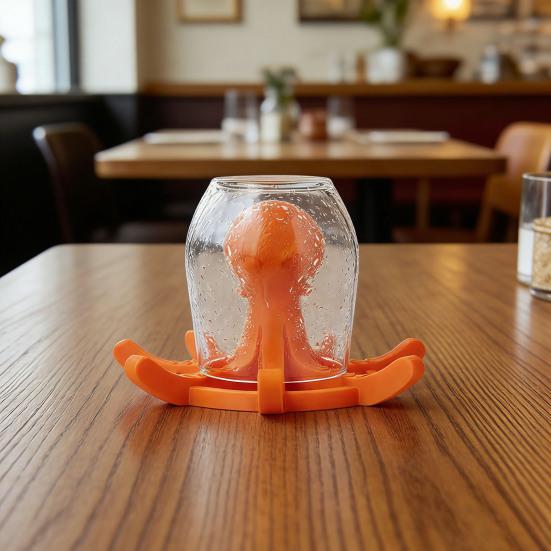 Octopus-Shaped Cup Drying Rack with 8-Arm Creative PLA Water Bottle Holder for Mugs Glasses Tumblers Space-Saving Countertop Organizer for Kitchen