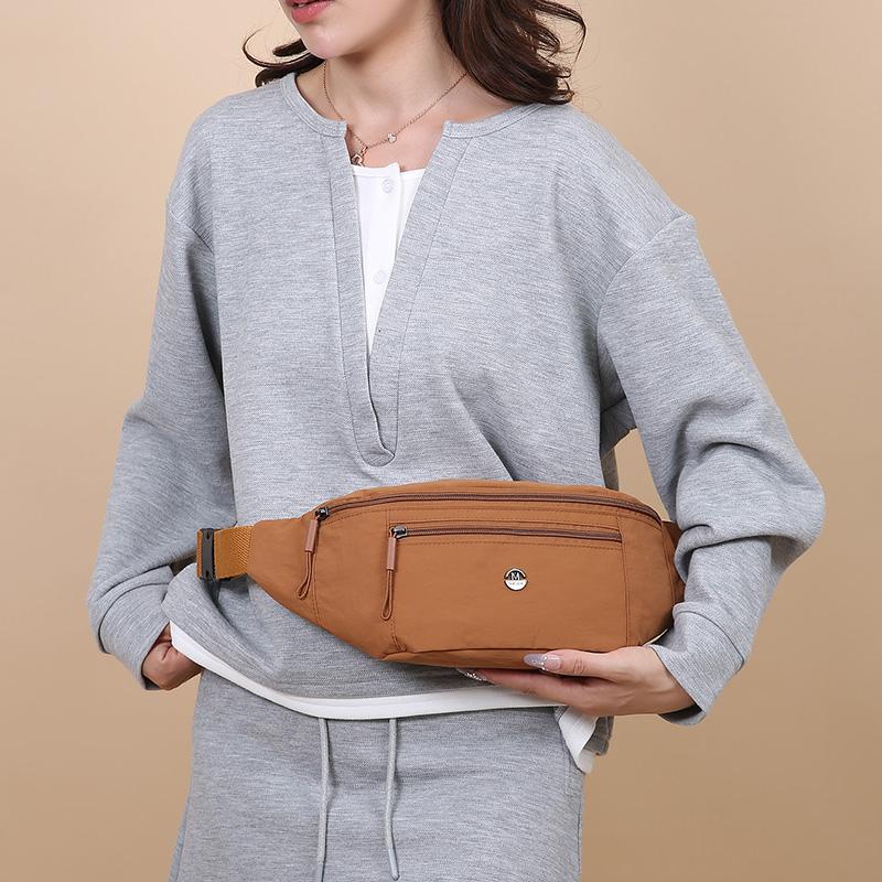 Solid Color Women's Chest Bag Nylon Lightweight Shoulder Crossbody Bag Outdoor Sports Cycling Mobile Phone Waist Bag