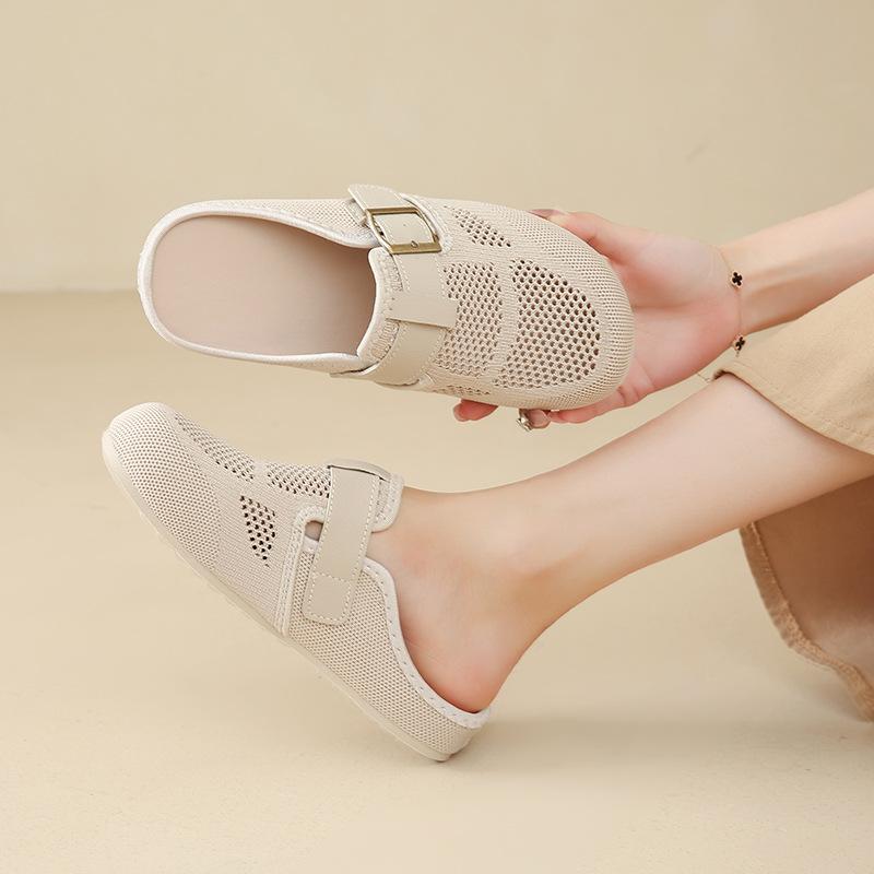 Outer wear bag head slippers breathable mesh Birkenstocks women's 2025 spring new thick-soled one-pedal half slippers
