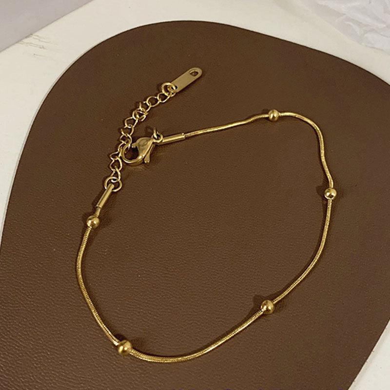 Ramos Trendy Gold Color Chain & Link Bracelets For Women High Quality Stainless Steel Beads Bracelet & Bangle