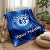 Schalke 04 FC Custom Name Text Flannel Blanket Soccer Logo Personalized Fleece Throw Blanket Special Gift For Sofa Bedroom Home