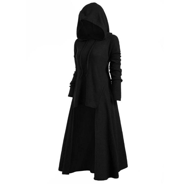 Top a mantella in maglia con cappuccio Retro Manica lunga Taglie forti Moda Abbigliamento Donna