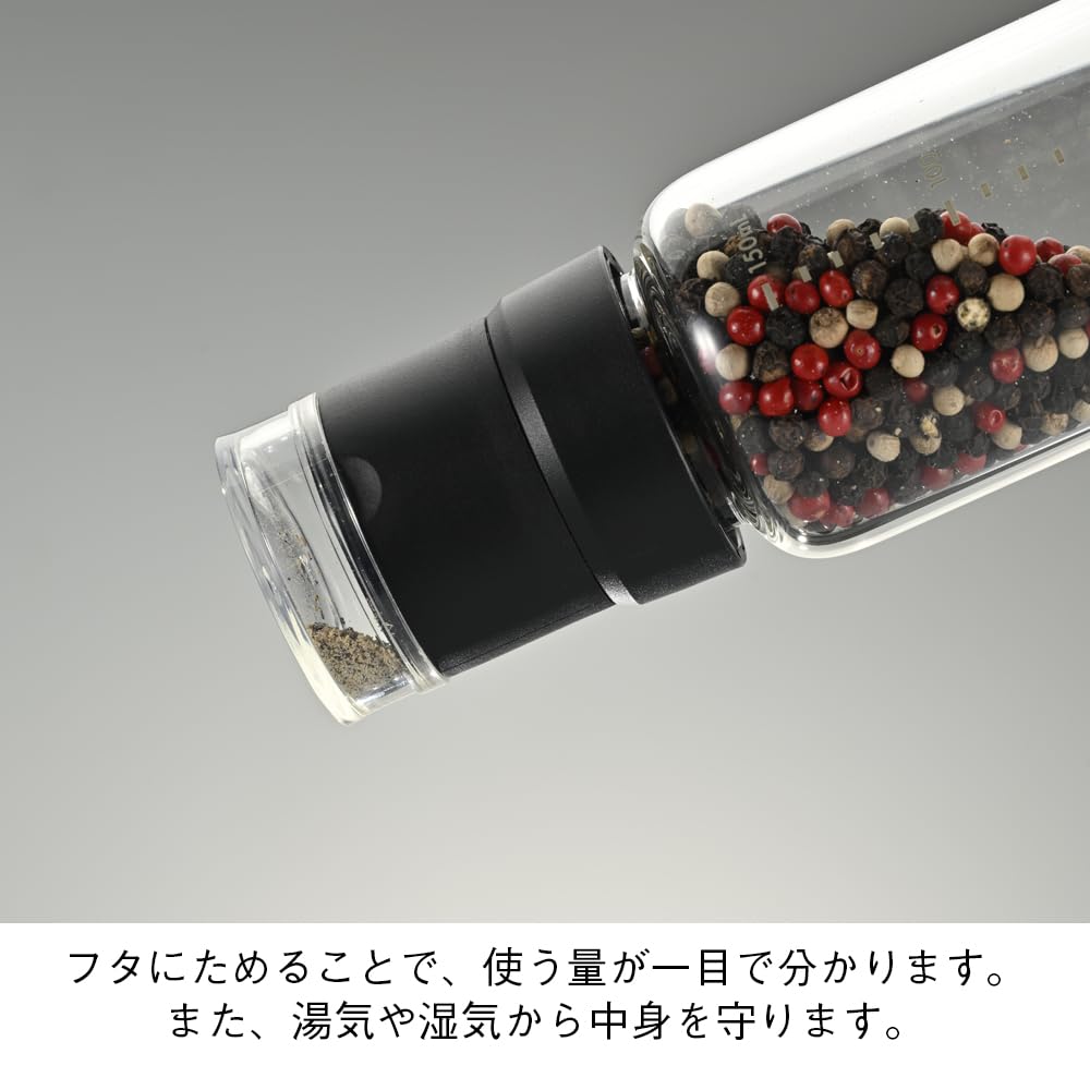 Hario Spice Mill SaltPepper Practical Capacity 150ml Pepper Mill Black SMSN-150-B