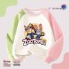Girls' Zootopia Color Block Hoodie with Lights - Cotton, Raglan Sleeves, Striped, Thin/Plus Velvet, Autumn/Winter