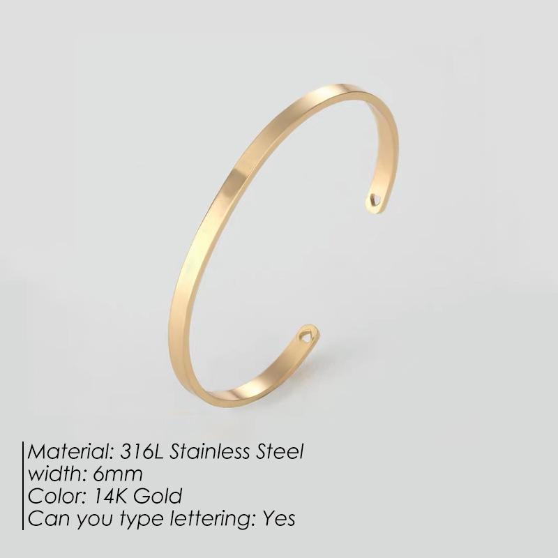 St. Delan Smooth Titanium Steel Couple's Open Bangle - European & American Fashion Jewelry