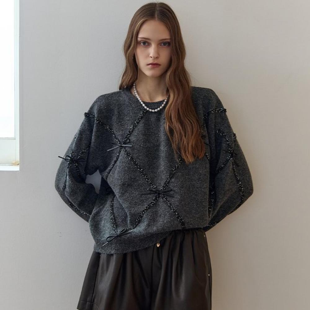 

Maxza Glitter Mix Round Neck Knit With Ribbon Detail Ze12qk003na Grey/FREE