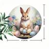 2D Flat Round Vintage Easter Bunny & Egg Acrylic Decoration Sign, Suitable for Wall Decoration, Porch, Room, Villa, Accents Home, Hallway, or Workplac