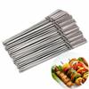 hot! 20pcs Reusable Barbecue Skewers Stainless Steel Bbq Camping Forks Kitchen Accessories Tools