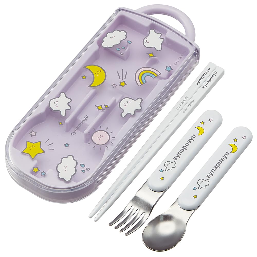 Skater Lunch Box Trio and Made In Shina TACC2AG Children's Set, Chopsticks, Spoon, Fork, Kids' Cutlery, Antibacterial, Easy-Open Slide-Open, Japan,
