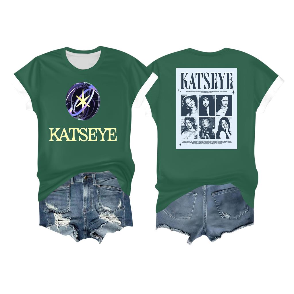 Women's Casual Printed T-shirt Round Neck Pullover Short Sleeve Top