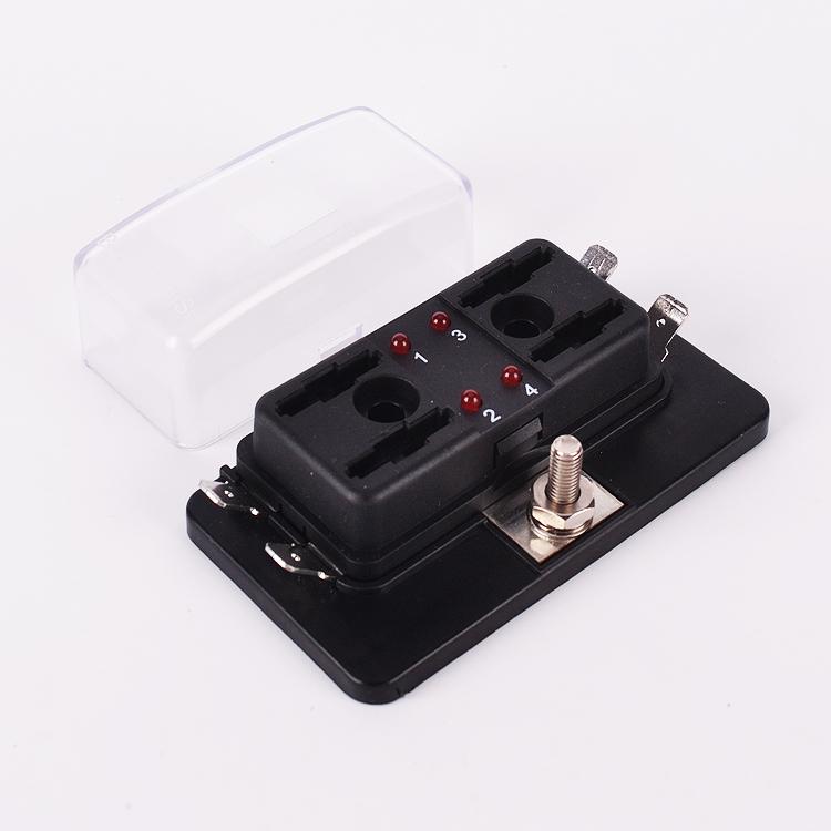 DC 12V 4 Way Blade Fuse Box Holder with LED Warning Light Kit for Car Boat Marine Trike Auto Replacement Parts Fuses Box