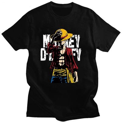 Sommertag Mann Thema ONE RIECE Luffy Baumwolle Kurzarm Europäische Größe Herren Schönes Cartoon T-Shirt