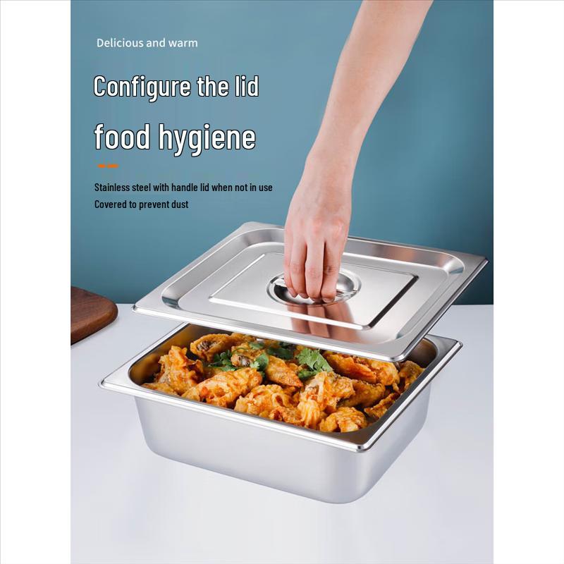 304 Stainless Steel Rectangular Buffet Food Pan with Lid