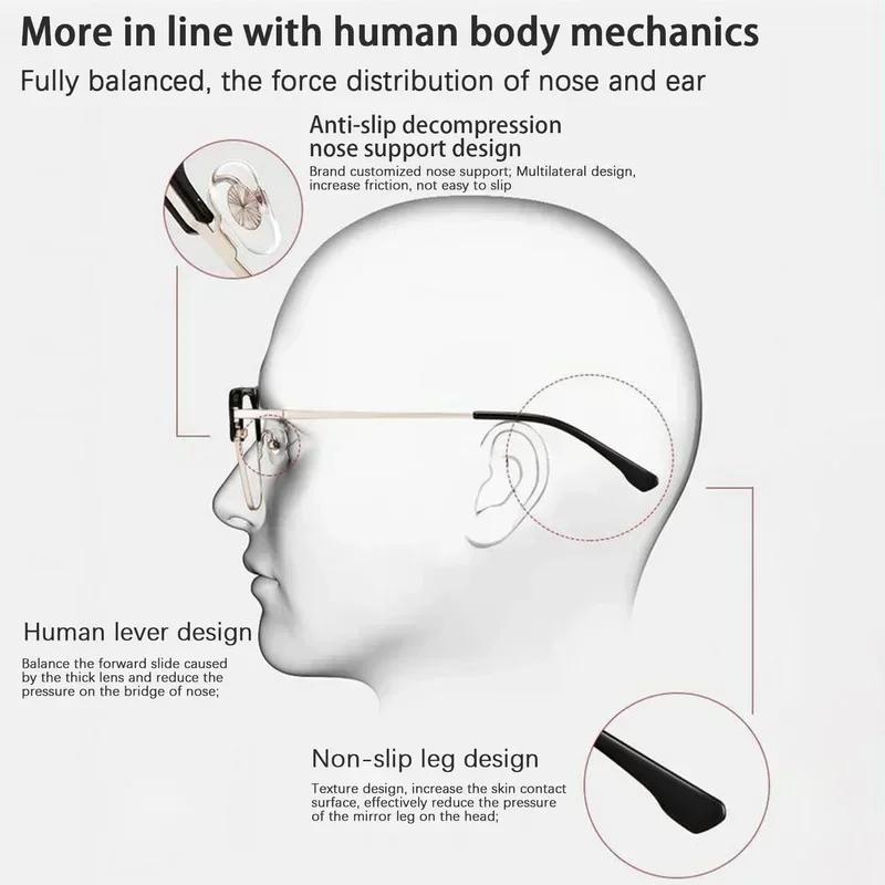 High Definition Anti Blue Light Presbyopia Glasses Ultra Light Square Men's Glasses Large Frame Double Beam Reading Glasses