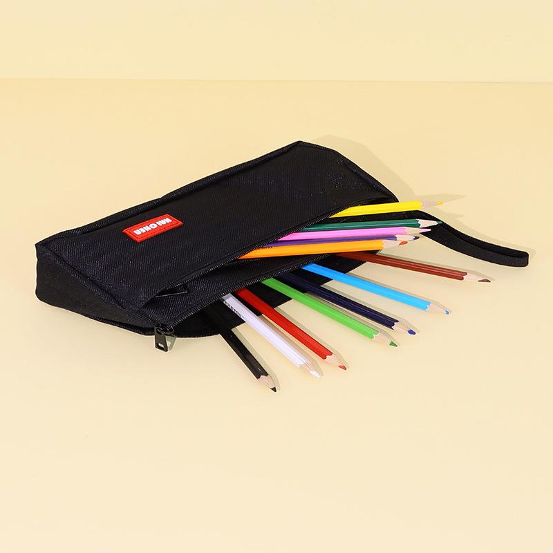 2025 new pencil case popular INS simple large capacity canvas middle school student stationery box portable pencil bag niche