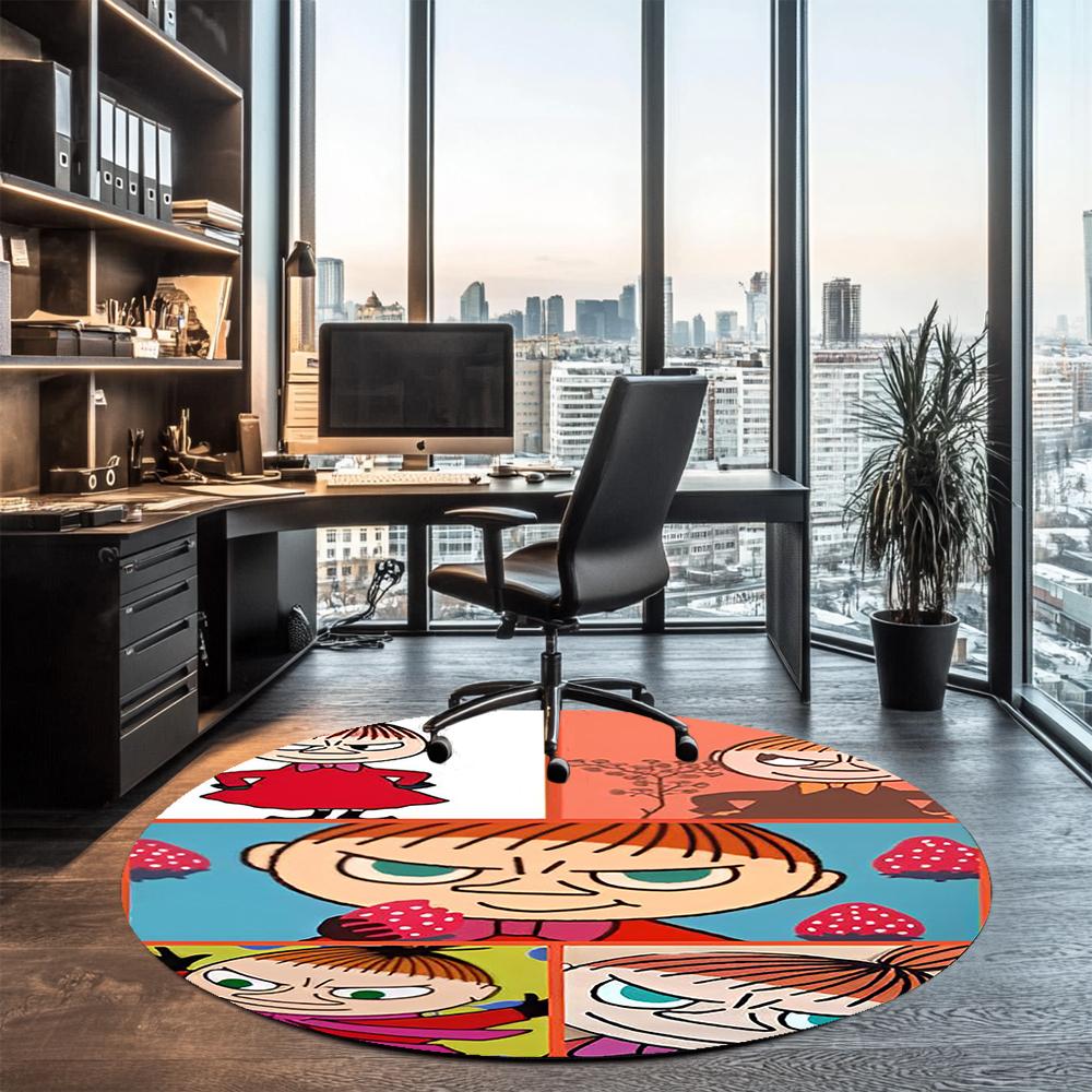 Little My Printed Round Rug Carpet Chair Rug Area Rug Entryway Doormats,for Office Chair Living Room Bedroom Kitchen Room.