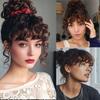 Synthetic Clip In Bangs Extension Wool Curl Fake Bangs For Women Curly Bangs In Front Fringe Hair Extension Heat Resistant Fiber