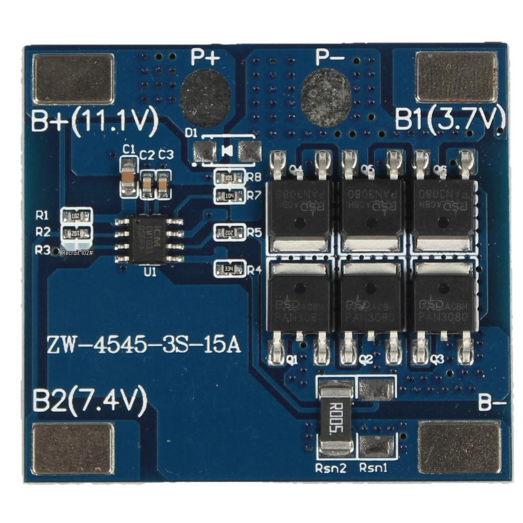 11.1V Lithium Battery Protection Board for High-Power Solar Emergency Storage, 5-15A, with Accessories