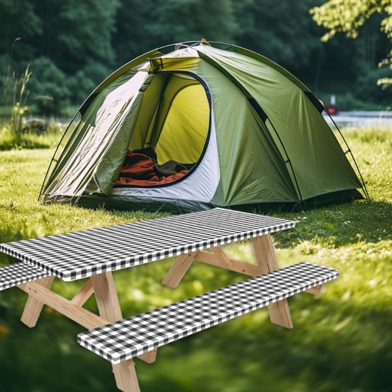Elastic Table Protectors Outdoor Camping Picnic Rectangular Table Benches Cover Windproof Waterproofie Design