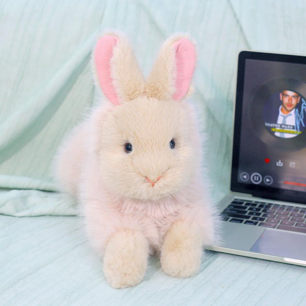 Peluche coniglio in materiale soffice a fibra corta per regalo per bambini e decorazione della camera da letto