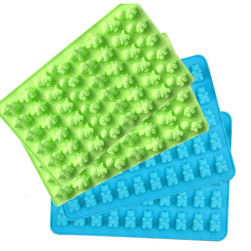 1/5Pcs Candy Gummy Jelly Trays Molds Kit Candy Silicone Moulds With 2 Dropper Set Reusable Candy Baking Mold Kitchen Tools