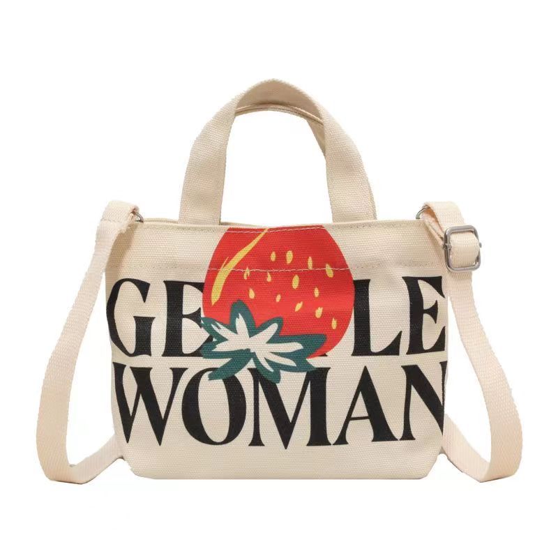 Letter Canvas Bag Diagonal Cross Small Bag New Casual Ins Versatile Mobile Shoulder Bag