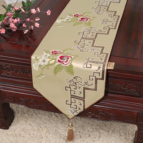 New Chinese Table Flag Modern Minimalist Bed Flag Towel Chinese Style Tea Tablecloth Classic Style Shoe Cabinet Cover Cloth Long Strip Tablecloth