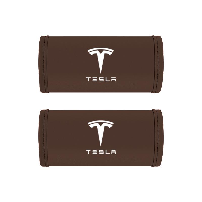 2Pcs Car Anti Slip Pull Glove Leather Handle Protector Cover For Tesla Y S Highland Juguete Model 3 Coil X Cybertruck SpaceX