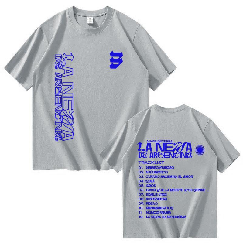 Singer Maria Becerra La Nena Album 2025 Fashion High Quality Oversized Tshrit Mens Women Shortsleeve Tshrits Casual Tops Unisex