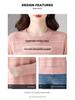 Women's Early Autumn Pink Cutout Knitwear: Gentle Style, Loose Fit, Slimming, Round Neck, Long Sleeve Top.