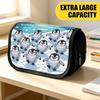 Estuche Doble Capa Grande para Lápices, Estuche Vibrante con Estampado de la Tripulación de Pingüinos de Nieve, Bolsa de Almacenamiento de Moda, Estuche Portátil con Cremallera, Dur
