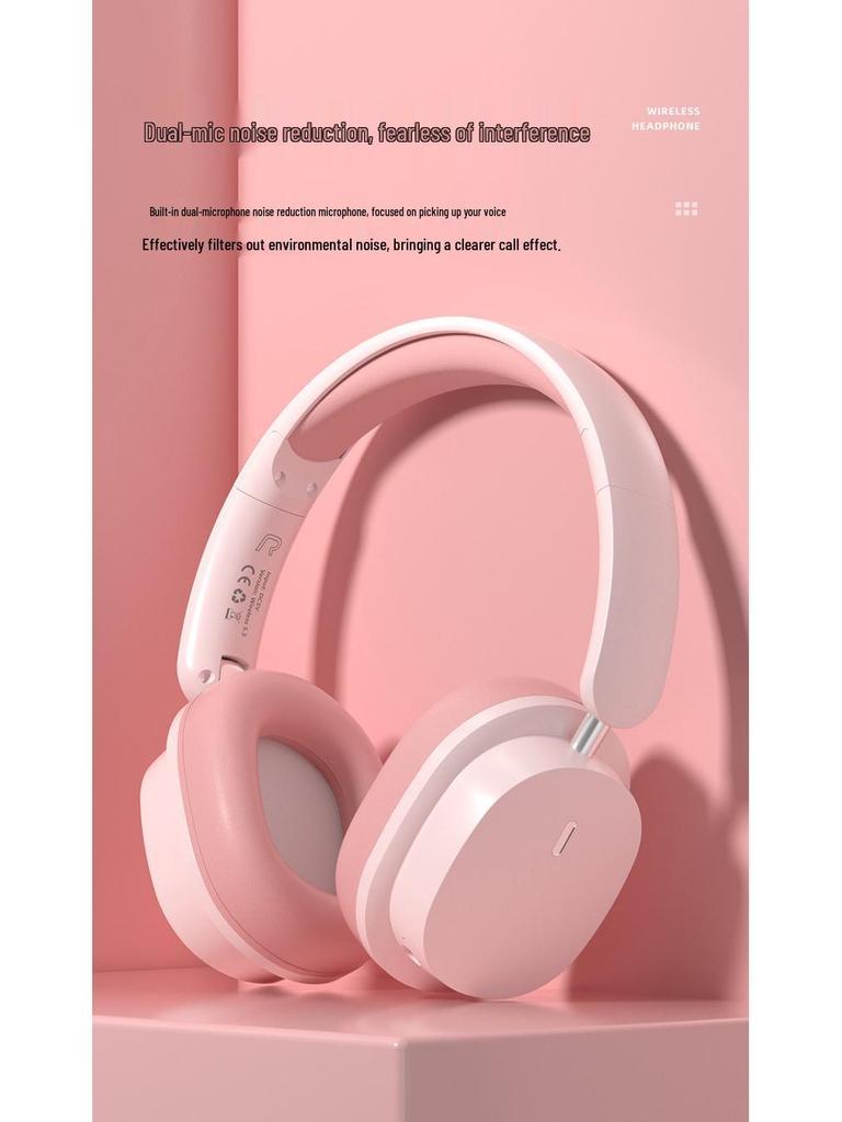 Trendy Over-Ear Wireless Bluetooth Headphones: Large Earcups, Noise-Canceling, Hi-Fi, E-Sports, Stylish and Portable Headset