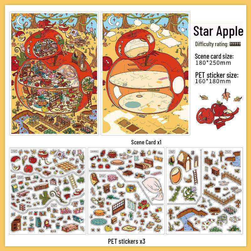 Infeel.Me 25th Ed. Miniature 2.5D Scenery Sticker: My Little House DIY Toy & Student Fun Handbook