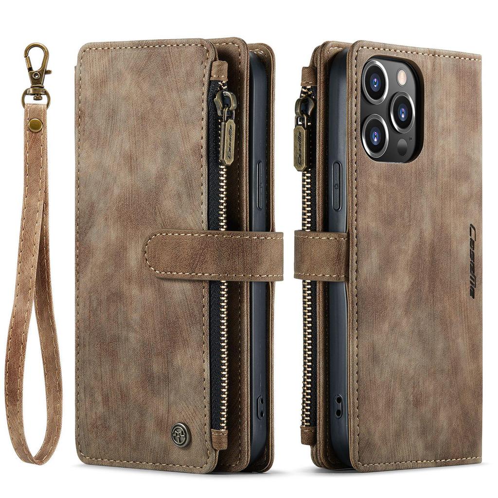 iPhone 16 Drop-Proof Leather Wallet Case for 14Pro & 13