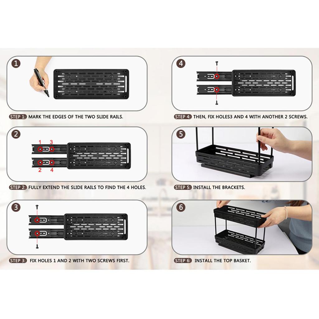 Multifunctional Seasoning Spice Jar Storage Rack Double-layer Plastic Storage Organizer Shelf For Kitchen Cabinet