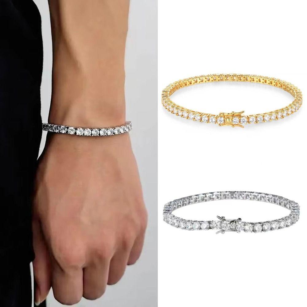 Gold/Silver Zircon Crystal Bracelet Jewelry Tennis Bracelet Sparkling Rhinestone Bangle  Women