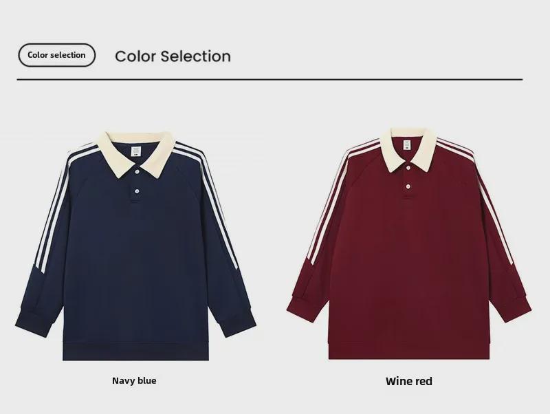 American Retro College Style Striped Pullover: Loose Fit, Round Neck, Long Sleeve Sweatshirt