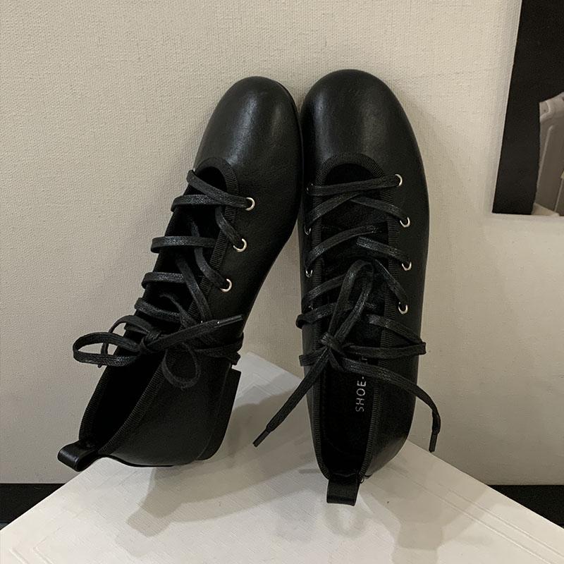 Fashion 2025 New Footwear Lace Up Fashion Shallow Women Flats With Shoes Female Soft Round Toe Ladies Mary Janes Flats Shoes
