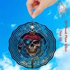 10 Inch Pirate Skull Wind Chime Metal Rotating Mandala Garden Decor for Outdoor Patio Lawn Yard No Electricity Needed Artistic Suncatcher