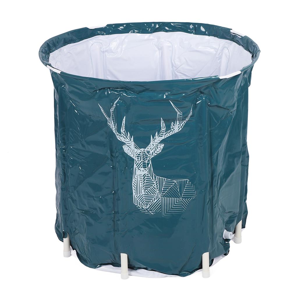 Folding Spa Bath Tub 80L Large Capacity PVC Portable Foldable Soaking Bath Tub with Bracket for