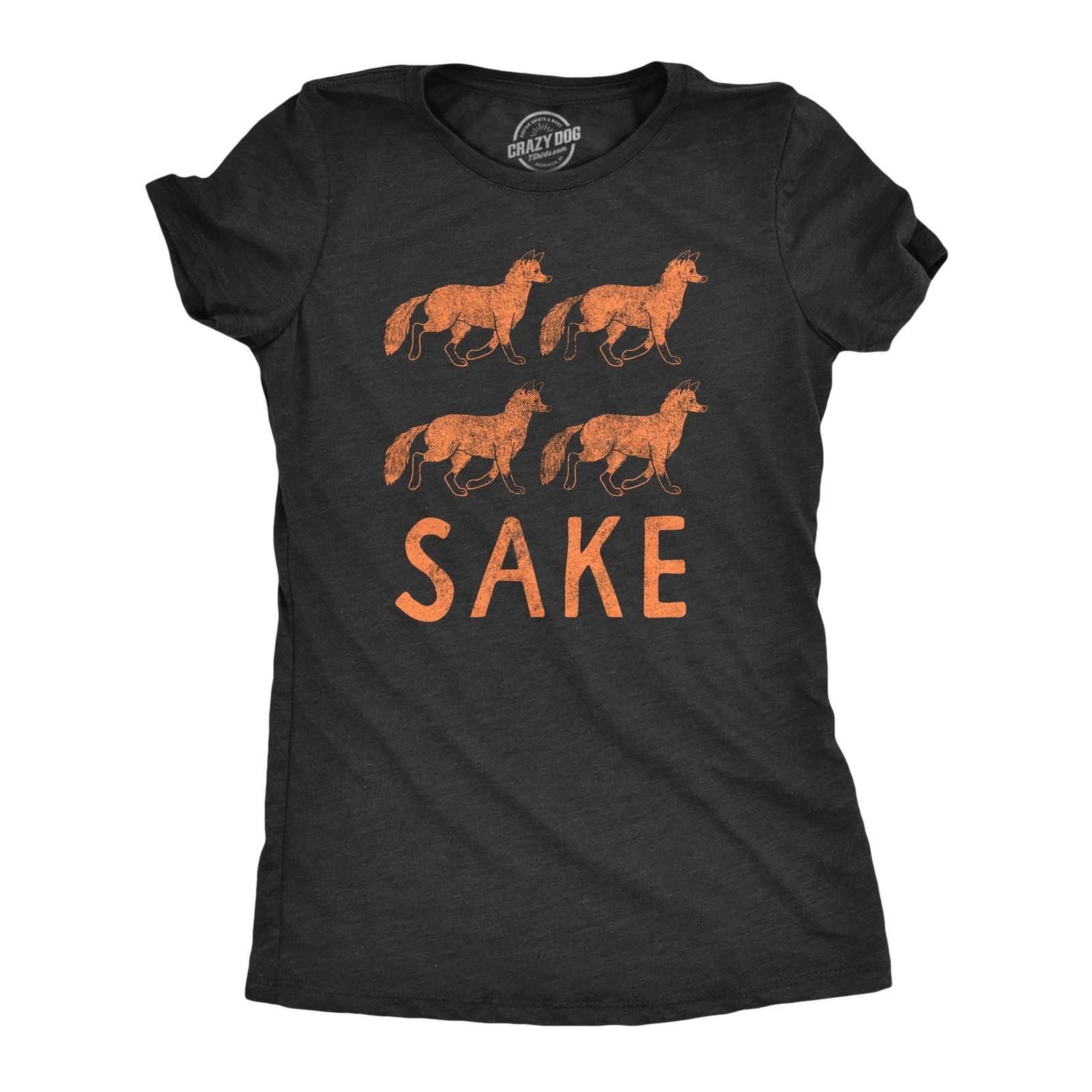 Womens  Four Fox Sake T Shirt Funny Sarcastic Play On Words Text Graphic Novelty M