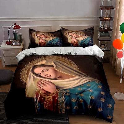 Elegant Religious Portrait Bedding Duvet Cover Sets Duvet Covers Pillowcases Gifts (1 * Duvet Cover 2 * Pillowcases, Without Duvet Insert)