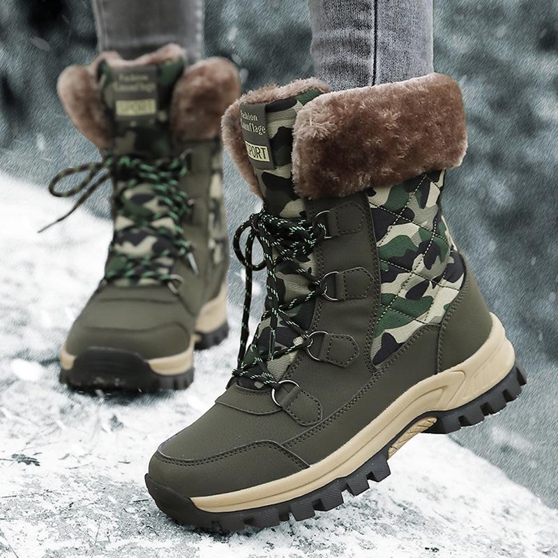 Fleece Camouflage Snow New Shoes, Outdoor Non-Slip Cotton Shoes, Large Size Thickened Warm New Shoes