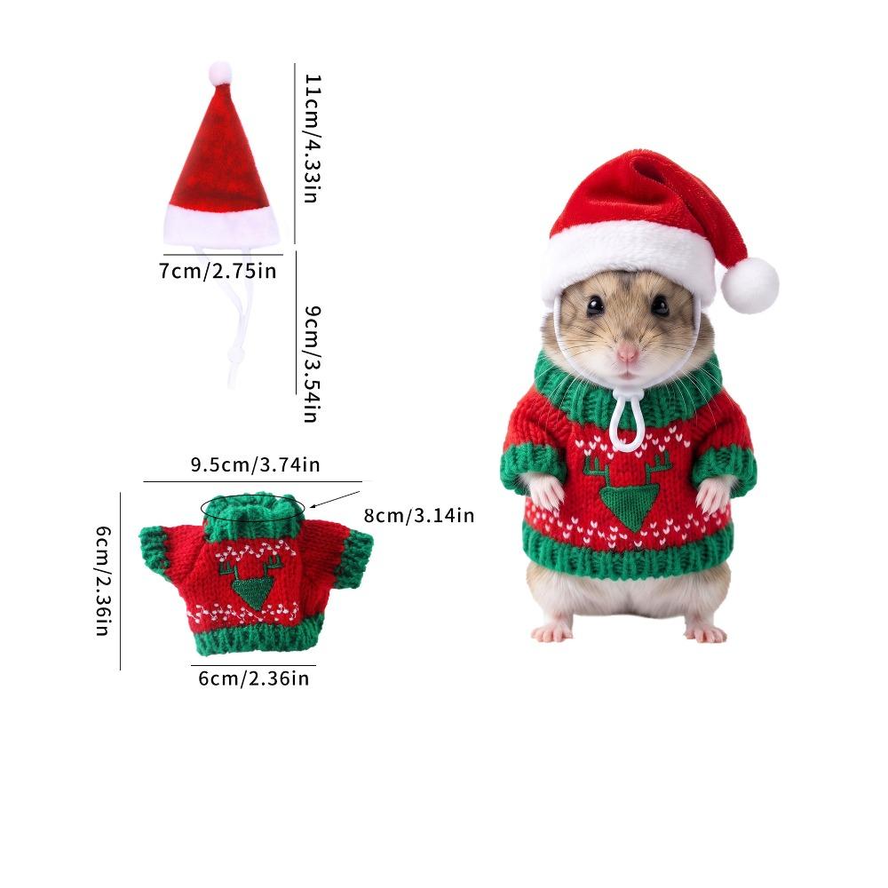 Sweater and Hat Small PET Clothes Set Christmas Theme PET Outfit Set  Holiday