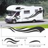 Black Wave Stripe Decals Vinyl Stickers For RV Camper Trailer Van Both Body Side
