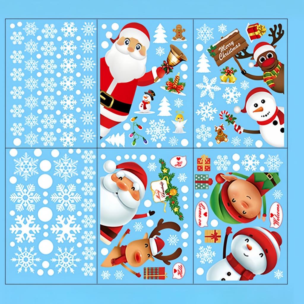 1piece Christmas Sticker, Santa Claus Snowman, Glass Sticker, Window Display Decoration, Snowflake, Deer Sticker, Window Sticker