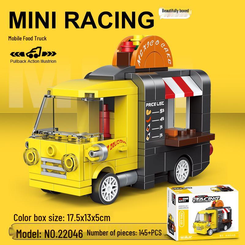 Pull-Back Assembly Toy Set: Campervan, Race Car, Ambulance, Fire Truck