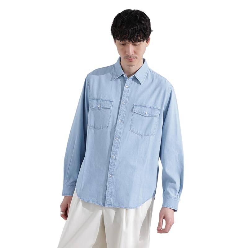 

[Nano Universe] MC” TIMELESS WARDROBE denim shirt men s M 111 L.Blue 668-5120222